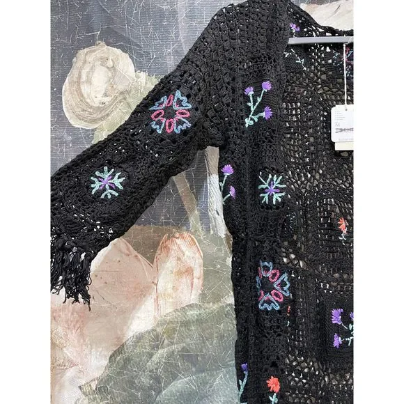 New Free People Hydrangea Crochet Kimono Size XS $315